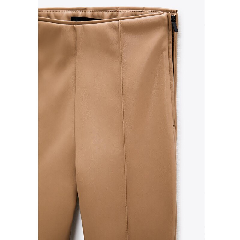 Elina Casual Brown Faux Leather Leggings Women Slim Skinny Legging Women Zipper Pencil Leggings Female Ladies IA