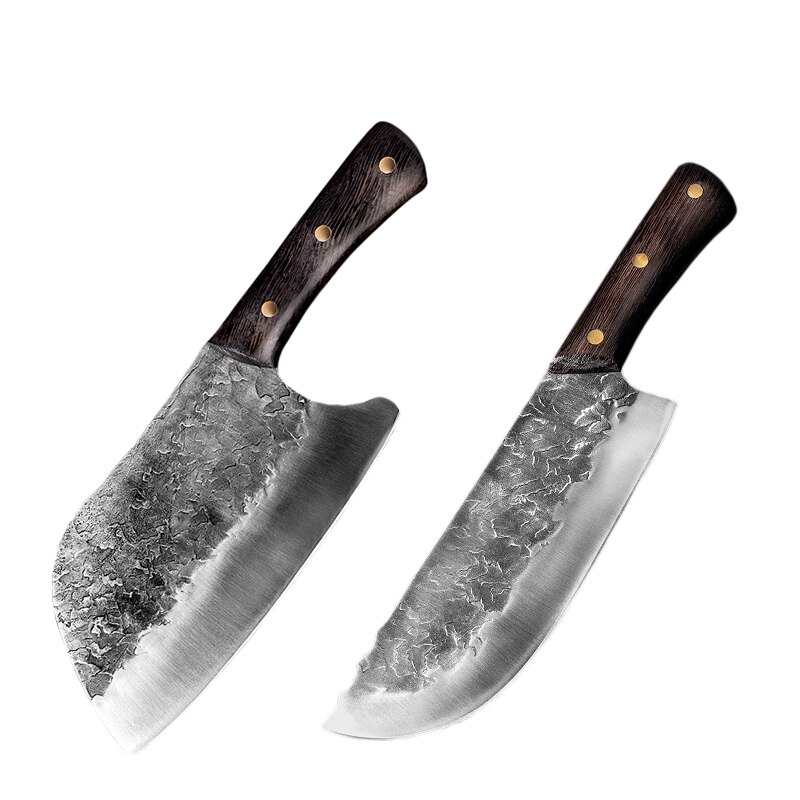 Chinese Knife Set High Carbon Steel Forging Knives SETS Forging Hand-Made Craft Full Tang Butcher Cooking Kitchen Accessories: 2 Pcs Set-2