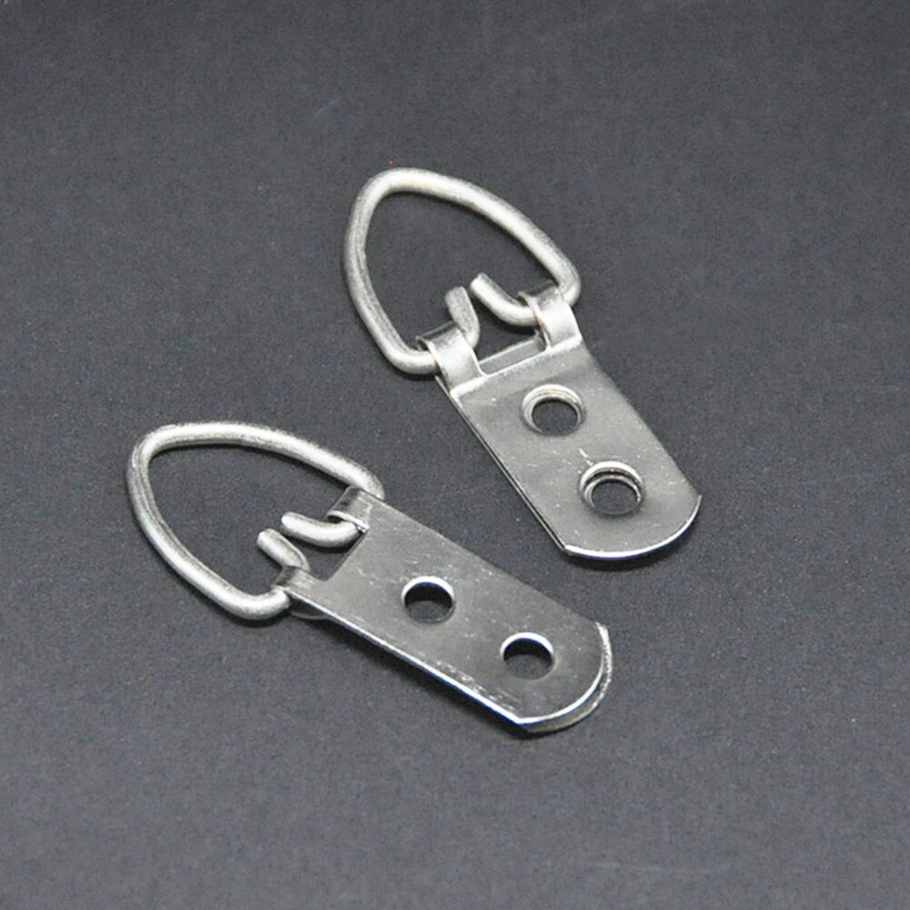 50pcs Wall Mount For Painting Small D Ring Clasp Clock Picture Hanger Hardware Double Holes Home Artwork Cross Stitch Heavy Duty