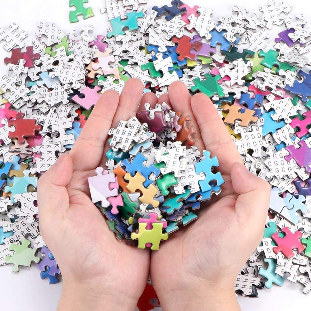 Round Jigsaw Rainbow Puzzles, 1000 Pieces Round Gradient Color Rainbow Durable Cardboard Puzzle for Kids Adult