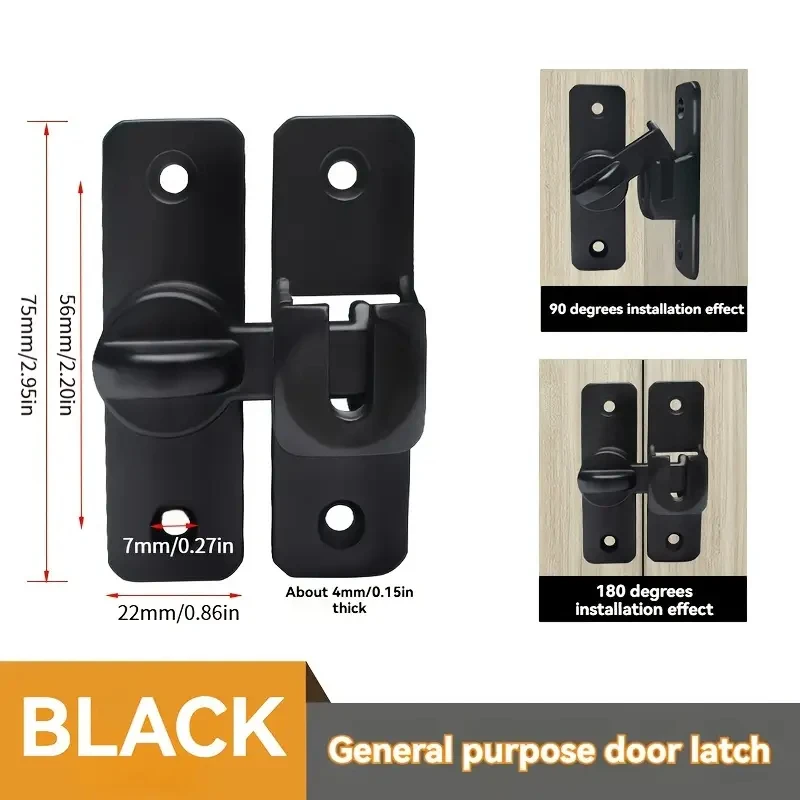 Aluminum Alloy Flip Gate Latch Lock for Outdoor Wooden Fence / Swing Heavy Duty Aluminum Alloy Door Latch No-Punch Door Bolt