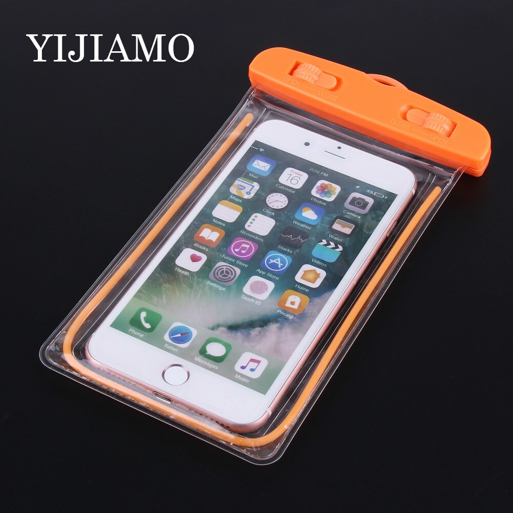 Funda de teléfono impermeable con bolsa de almacenamiento de pantalla táctil para natación luminosa funda de teléfono sumergible para iphone 8