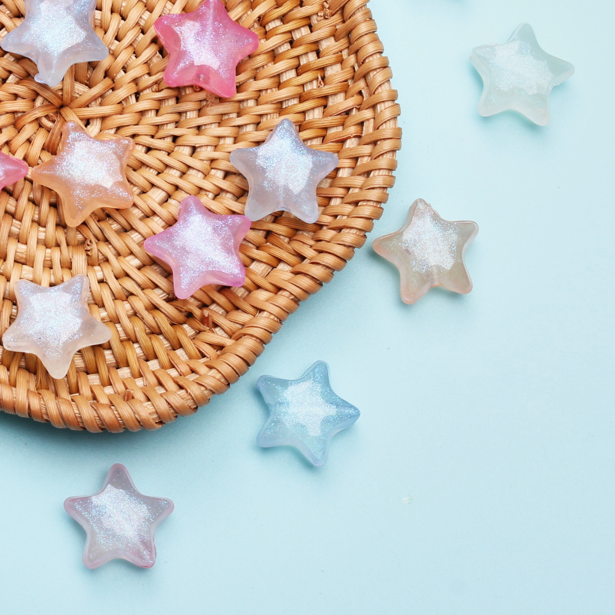 10 sztuk Makaron kolor musujące gwiazdki koraliki naszyjnik DIY bransoletka akrylowa biżuteria materiałowa akcesoria
