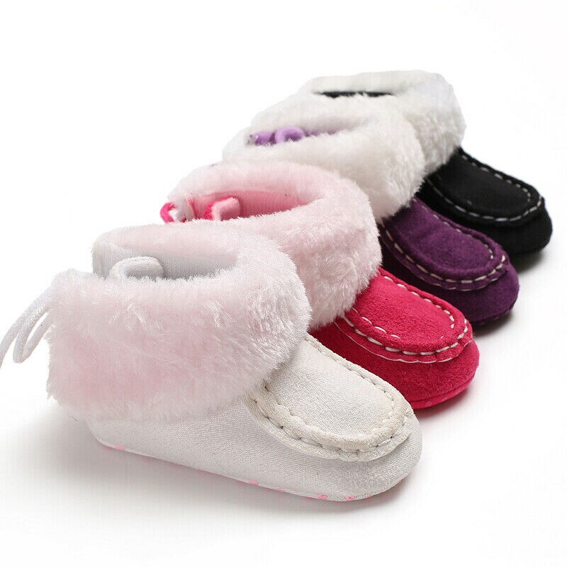Winter Pluche Dikke Boot Warm Kid Baby Meisje Sneeuw Boot Strik Schoenen Zachte Katoenen Zool Prewalker Crib Kinderen pluche Laarzen