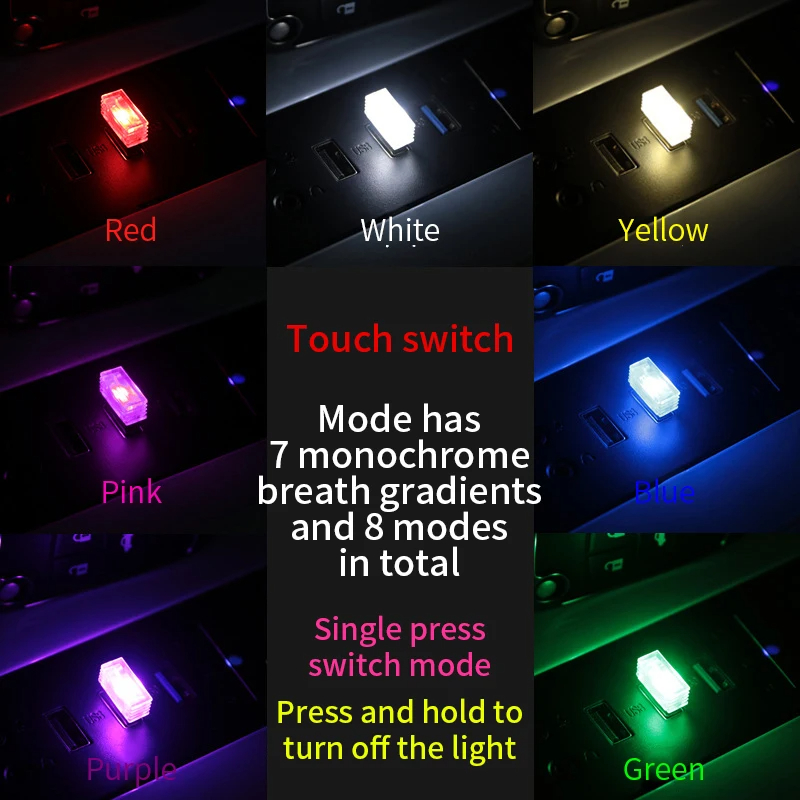 Mini USB LED Auto Licht Auto Interieur Atmosphäbetreffend Licht nicht beleuchtung Licht PC Auto bunte dekorative Lampe Auto Zubehör: Rosa