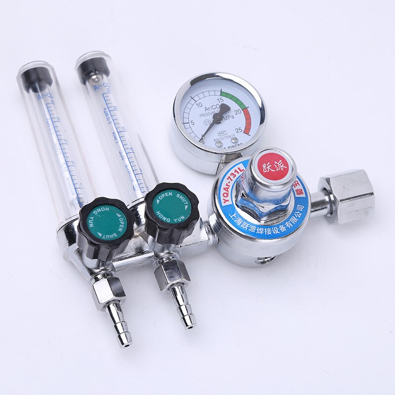 Double Tube 0-25Mpa Argon Regulator CO2 Mig Tig Flow-Meter Gas-Regulators Flowmeter Decompression Table Pressure Reducer