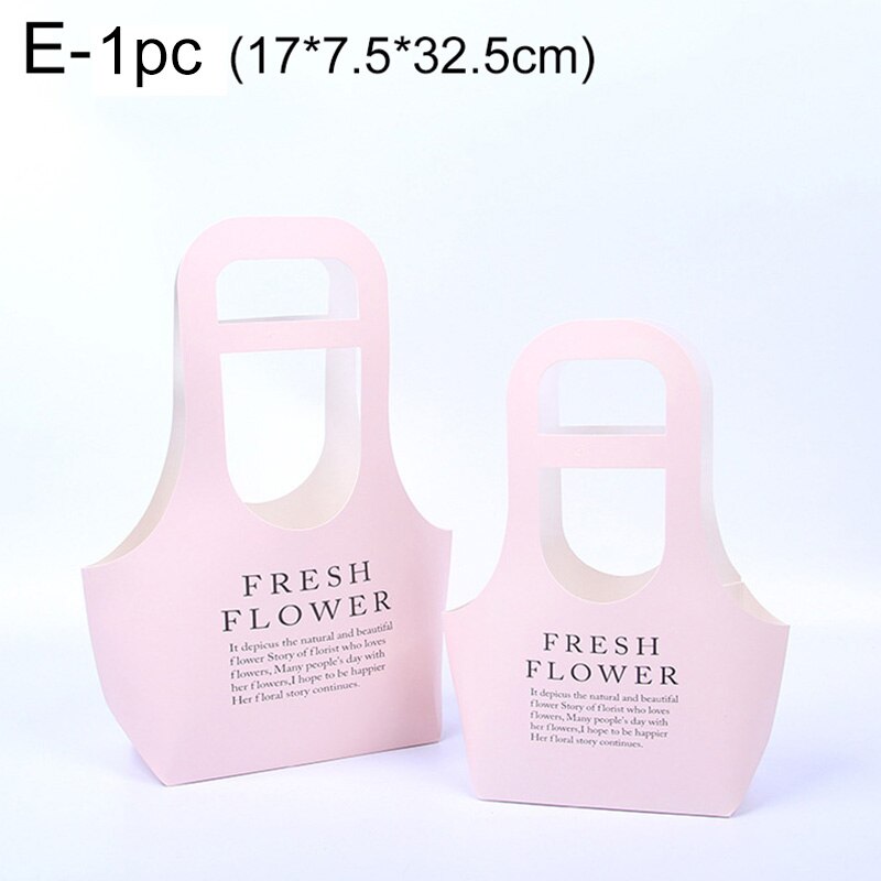 Przenośne składane pudełko na kwiaty wodoodporne papierowe torby robić pakowania kwiaciarnia świeży kwiat torba z uchwytem ręcznie robiony bukiet kosz prezent ślubny: E