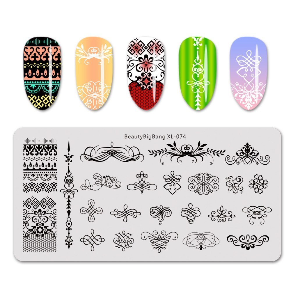 Beautybigbang alla hjärtans dag nagelstämpling tallrikar kärlek hjärta blommor stämpling för naglar diy nail art mall bbb xl -046: 74