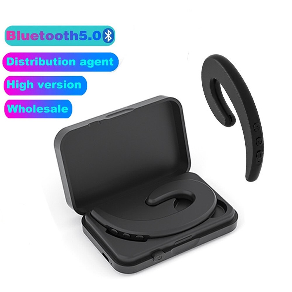 Mic Earpieces Earhook Bone Conduction Wireless Bluetooth Earphone For Iphone Android Bluetooth Headset With Charging Box