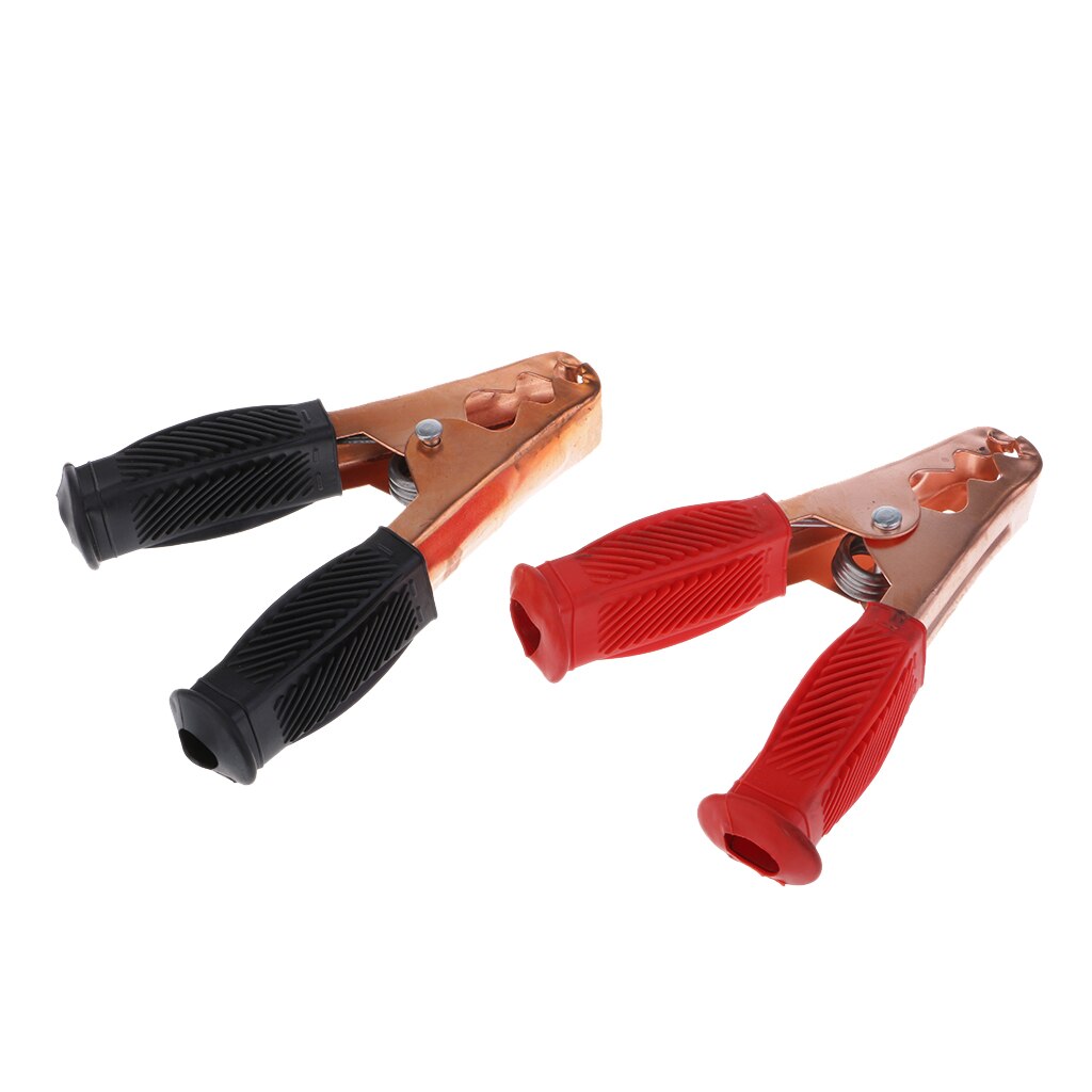 1 Pair Copper Plated Insulated Car Battery Clips Alligator Clamps 500A Red Black