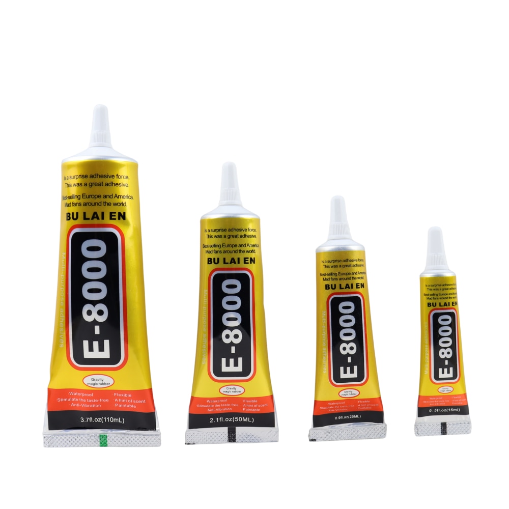 Bulaien E8000 25ML Clear Contact Phone Repair Adhesive Fibre Cloth DIY Metal Wood Glue With Precision Applicator Tip