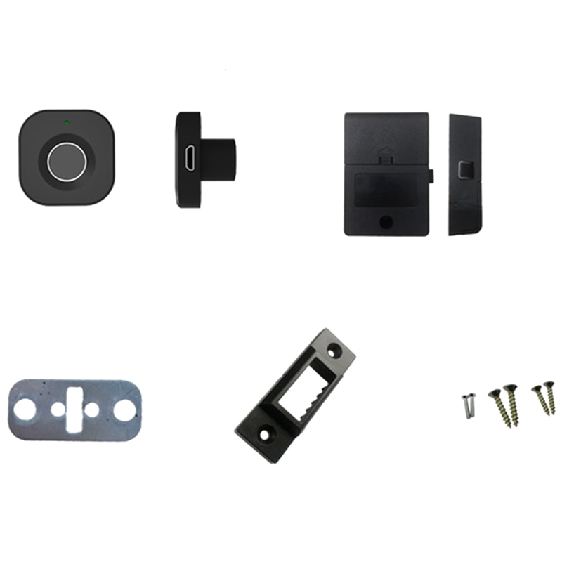 Smart Keyless Fingerprint Cabinet Lock Biometric Electric Lock Fingerprint Drawer Lock for Office Drawer File Cabinet Black