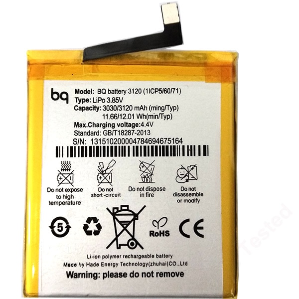 Para BQ Aquaris M5 Bateria 3120 (1ICP5/60/71) 3120 mAh Batterie Bateria