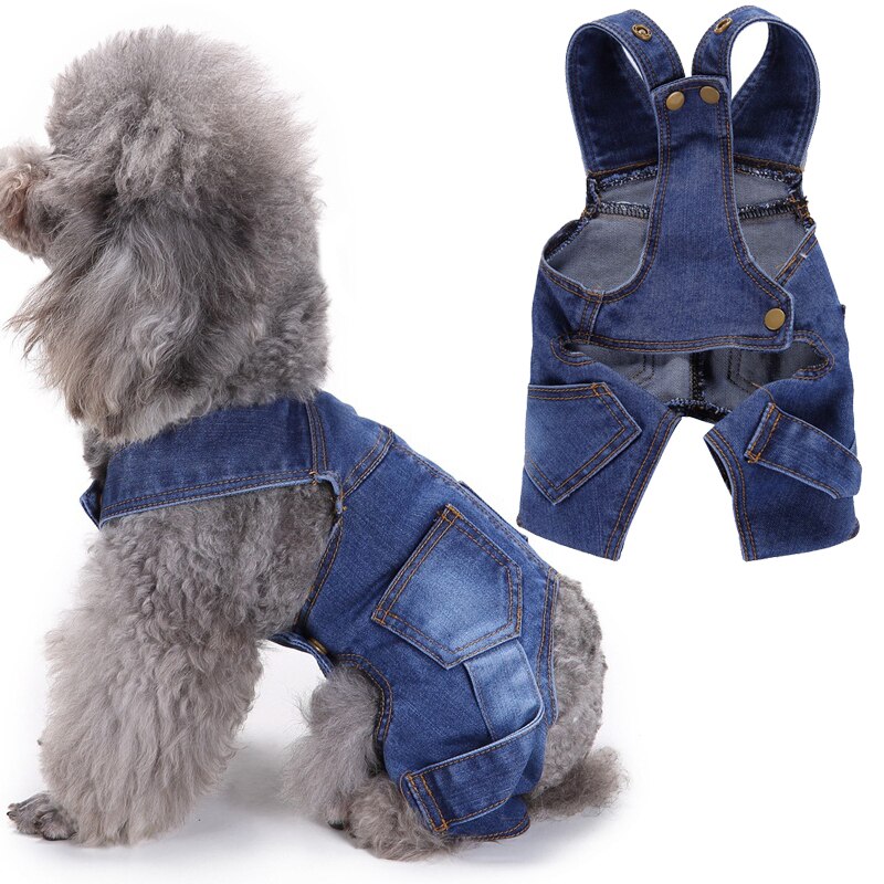 2022 Pet Costume Dog Clothes Jean Rompers for Cat Dog Jumpsuit Blue Puppy Dog Clothing XS-XXL Yorkie Corgi Teddy Poodle Outfit