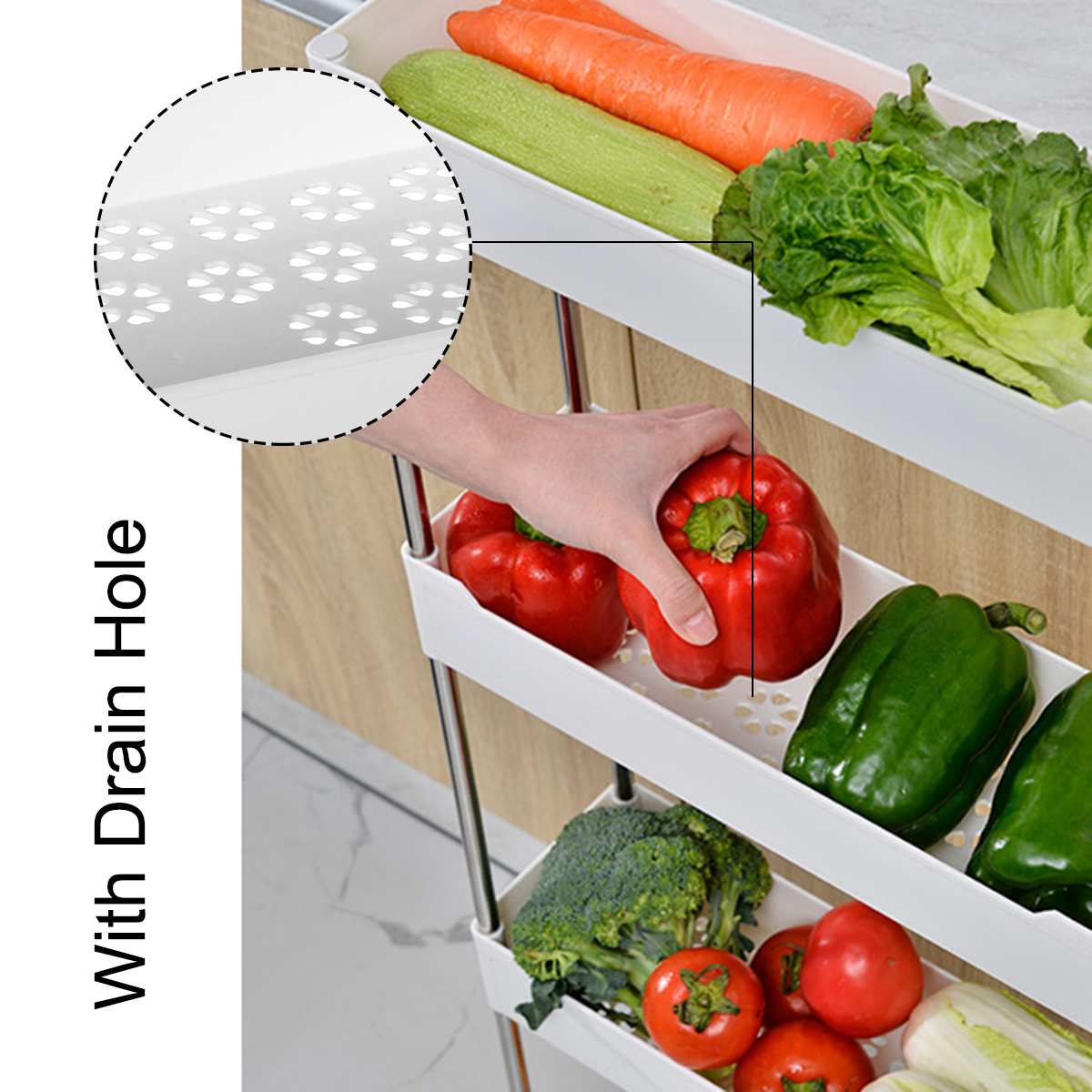 Kitchen trolley cart Bathroom Storage Rack Fridge Side Shelf Organizer Shelf Gap Holder With Wheel Removable 2/3/4 Layer