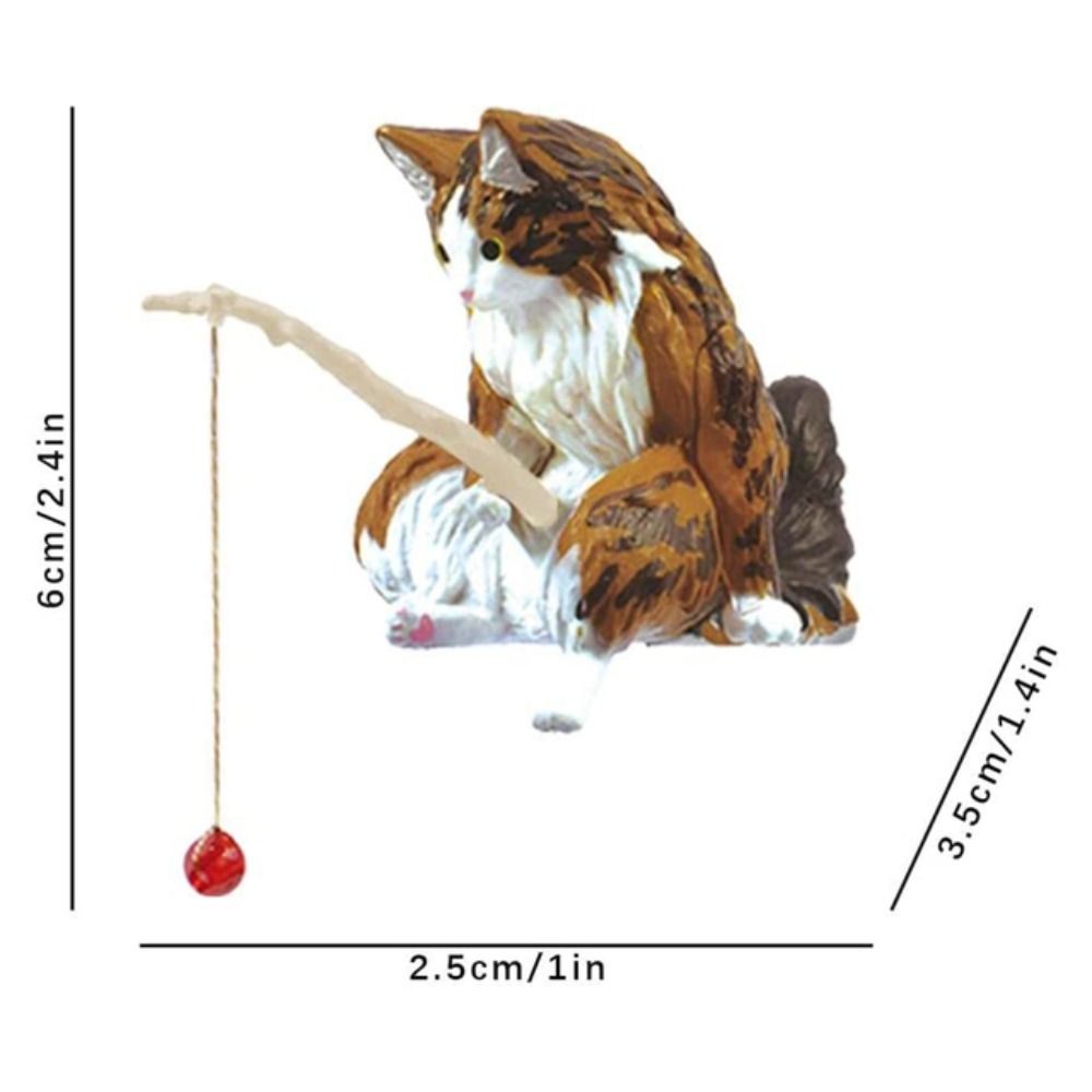 Easy Use Micro-landscape Aquarium Tanks Decor Kitten Fishing Ornament Miniature Figurines Fish Tank Ornaments Cat Statue: DARK GRAY