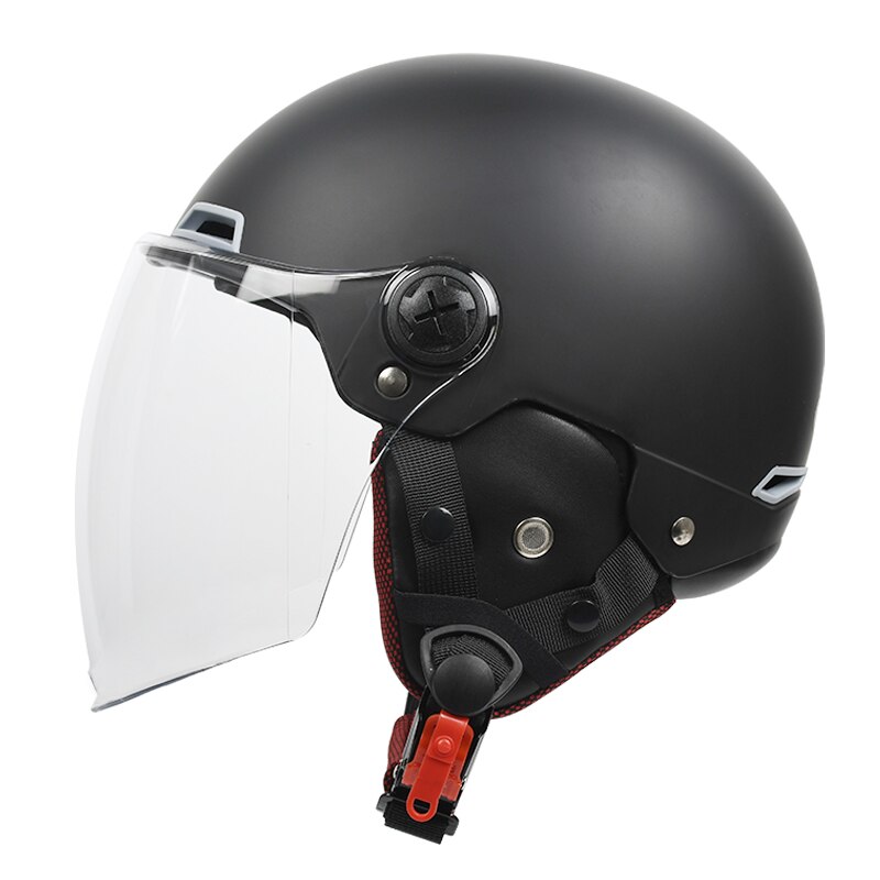 YEMA-medio casco de motocicleta Vintage para hombre y mujer, protector de seguridad para Moto eléctrica y ciclismo: Sub black