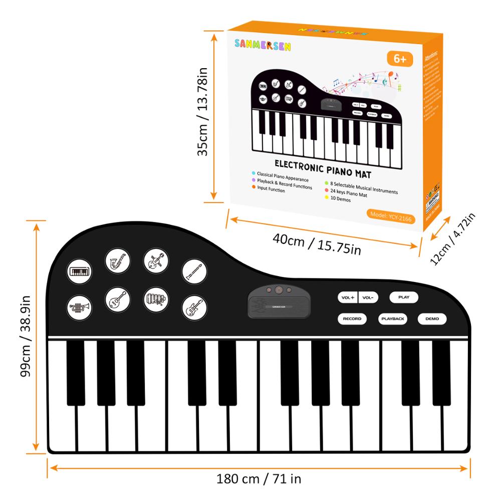 180 x 99cm musiikkipianoinstrumenttia lelumatto lapsille lasten musiikkimatot kosketusleikki äänellä musiikkimatto musiikin oppimislelu: Default Title