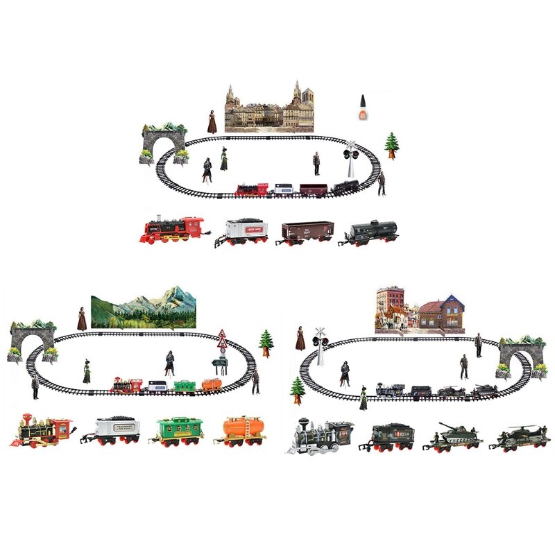 Children Electric Remote Control Rail Train Set Simulation Assembly Model Toy T5EC