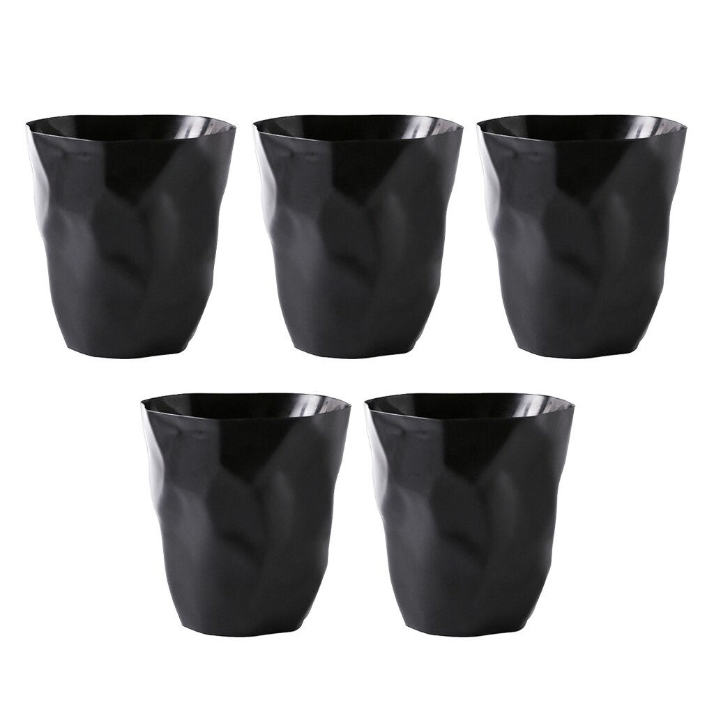 5x Desktop Rubbish Bin Flowerpot Ashbin Dustbin Wastebasket Office Black