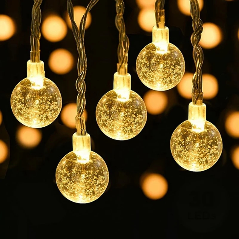 Crystal Ball Fairy String Lights Outdoor Waterproof Christmas Decoration Camping Fairy Garland Garden Party battery Operated: Blue / 650W