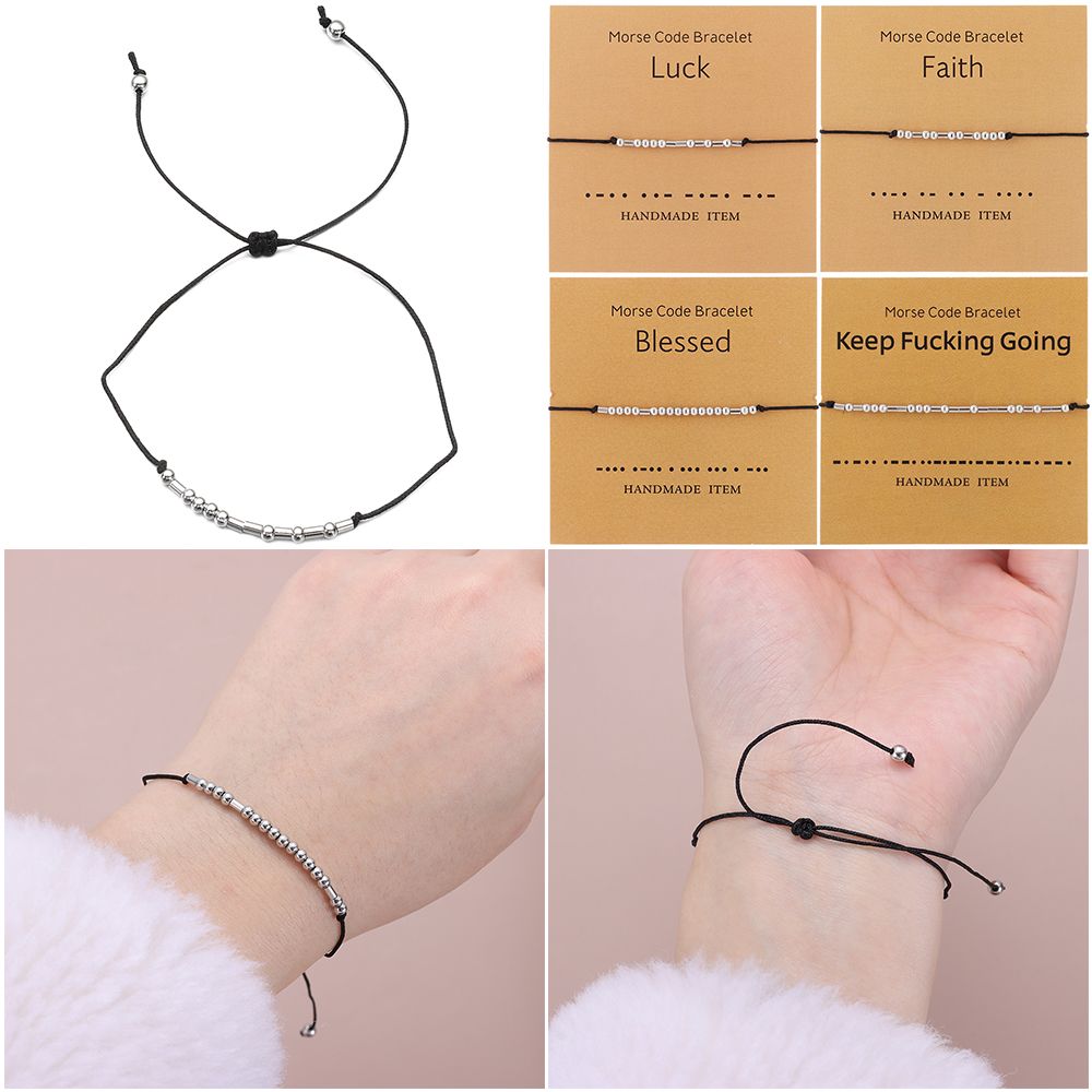 Código morse pulseiras abençoado grato senha casal pulseiras com cartão valentinesgifts dia aniversário lembrança presentes de aniversário