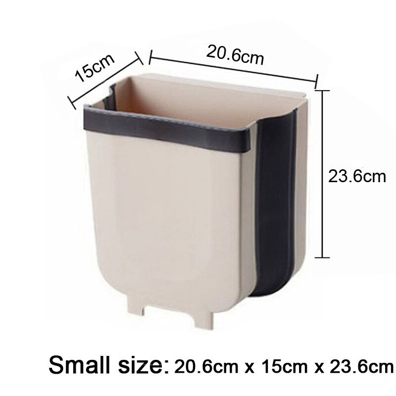 Bathroom Kitchen Waste Storage Folding Waste Bin with Drawer Cabinet Door Hanging Trash Bin Trash Can Foldable Trashcan HM018: HM017 Coffee small