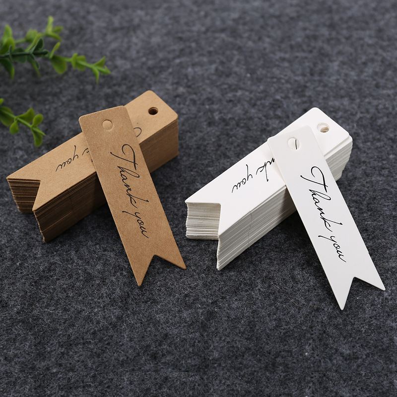 Etiquetas de embalaje para manualidades, etiquetas colgantes hechas a mano de 7x2cm, tarjetas de papel Kraft, etiquetas de de agradecimiento para embalaje de , 50/100 piezas