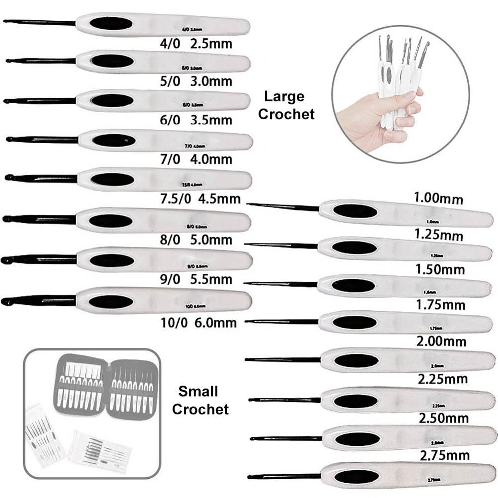 16pcs Crochet Hook Set with Ergonomic Handles for Yarn Craft Set Extra Long Crochet Hooks Perfect for Arthritic Hands 1-6mm