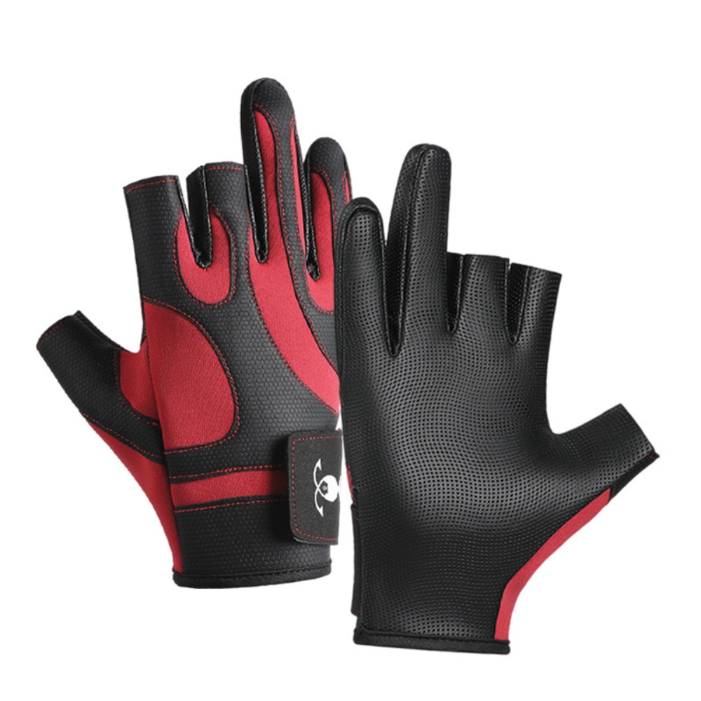 Vissershandschoenen met drie vingers Antislip Ademend Sportfietshandschoenen Slijtvast Zonbestendig Herenhandschoenen Nautische sporten: green