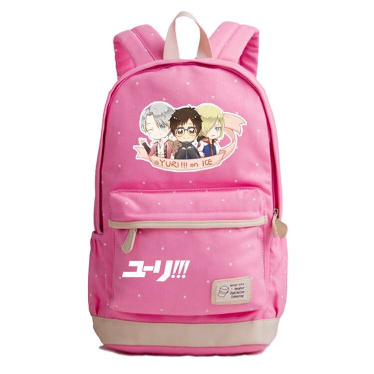 Mochila escolar de lona de verano YURI ON ICE para chicas adolescentes mochila con estampado de Anime Victor Nikiforov mochila Kawaii para mujer