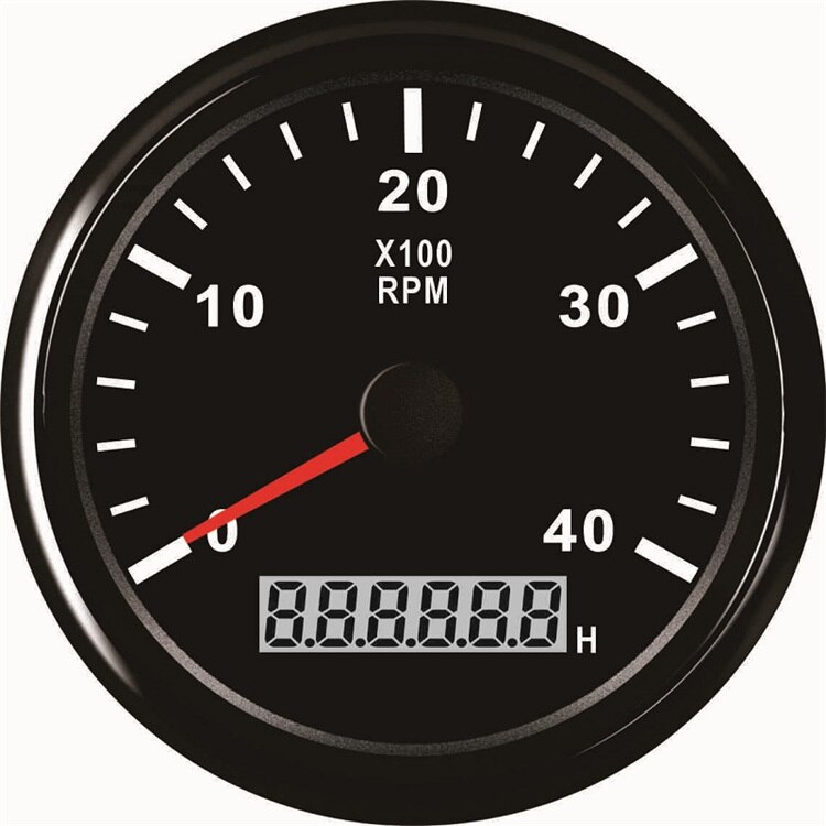 85mm Tachometer 4000RPM With Hourmeter Truck Car Boat Tacho RPM Meter Gauge REV Counter With Red Backlight: BN