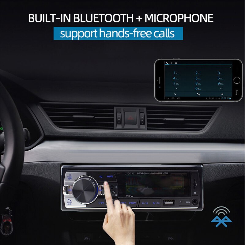Bluetooth Handfree Car Radio MP3 Audio Player FM/USB/SD/Aux In 1Din In Dash 12V Stereo Remote Control Auto Electronics Subwoofer