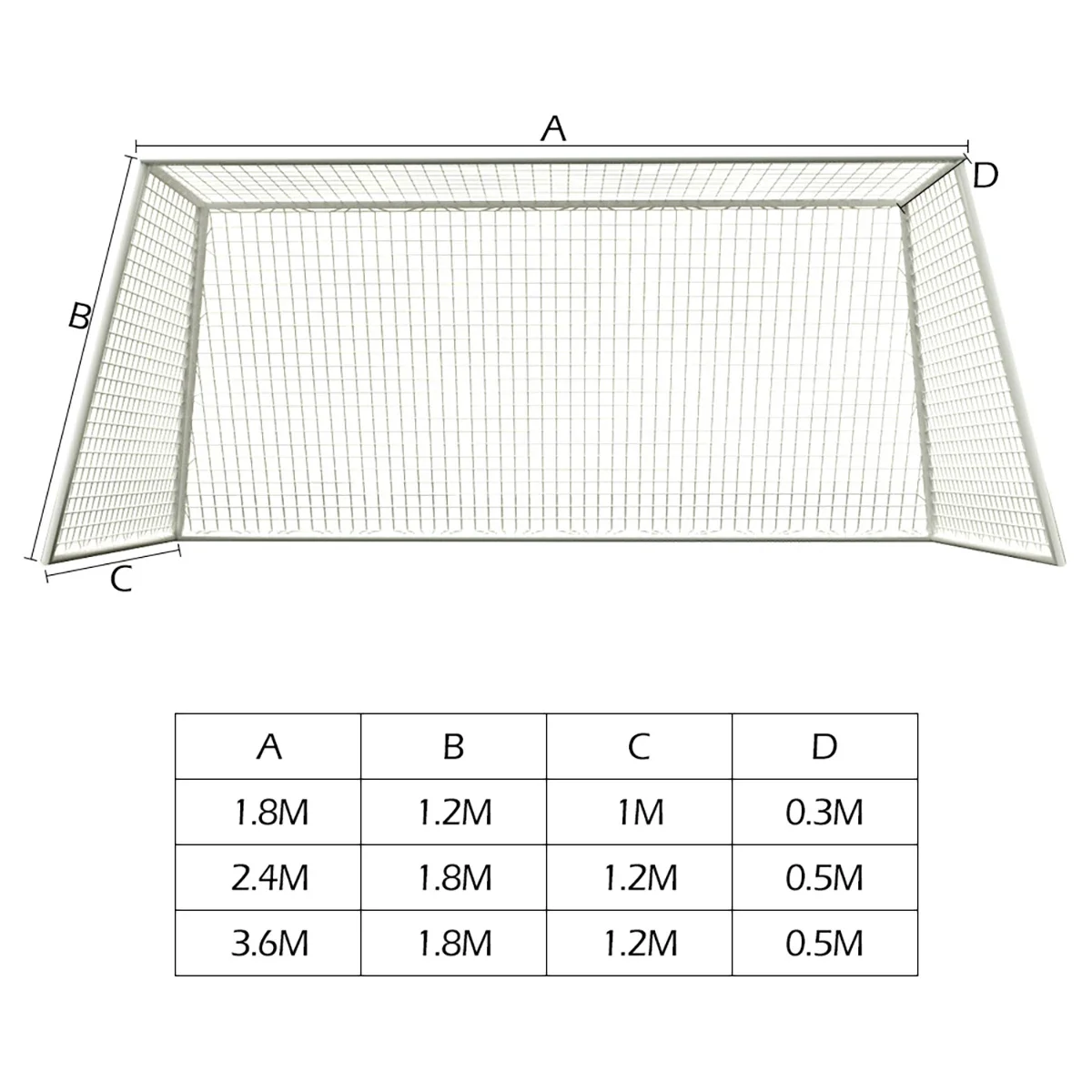 Full Size Football Net For Soccer Goal Post Junior Sports Training 1.8M X 1.2M ​2.4M X 1.8M ​​3.6M X 1.8M Football Net High Qual