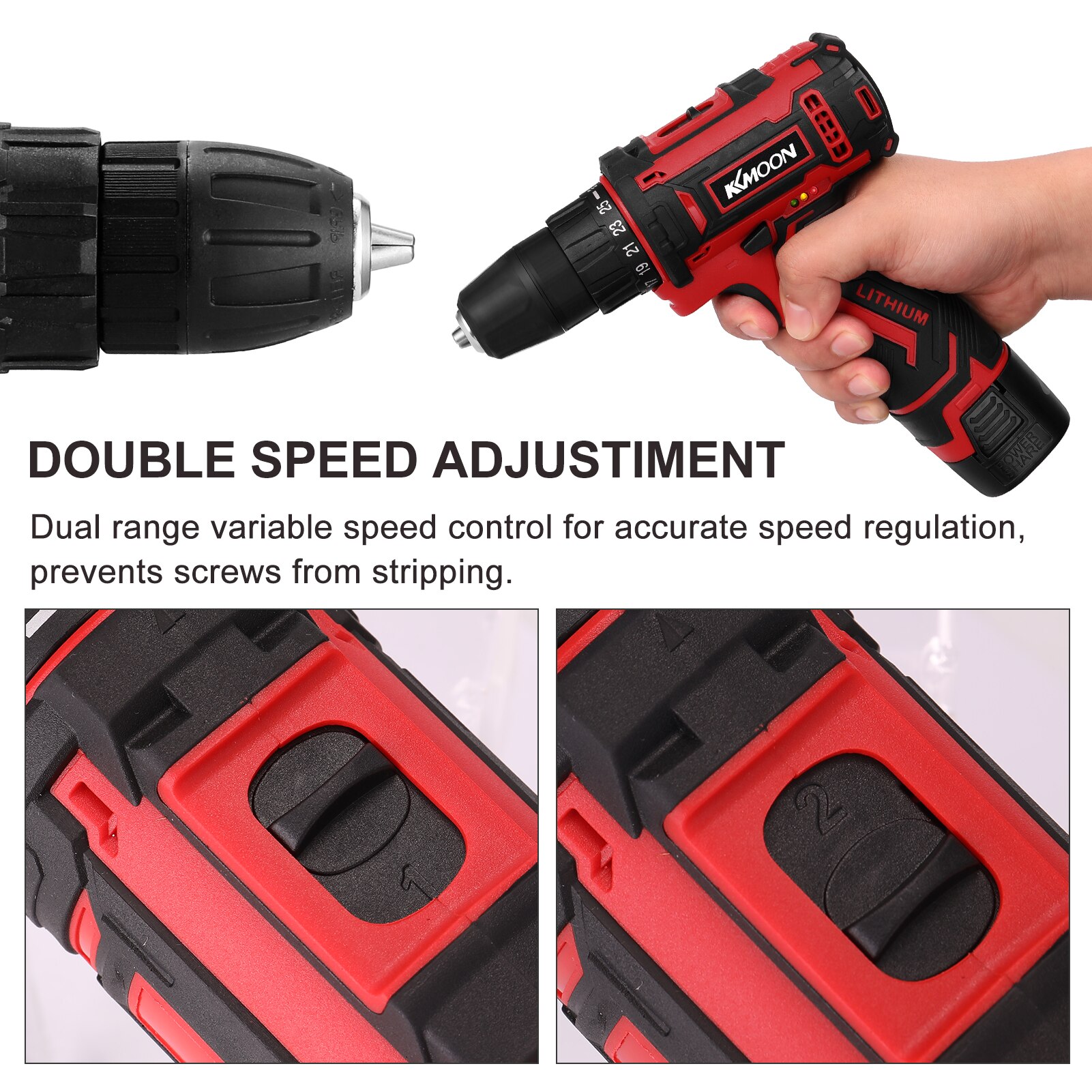 21V Electric Cordless Drill High-power Lithium Battery Wireless Rechargeable Hand Drills Brush Motor DIY Electric Power Tools