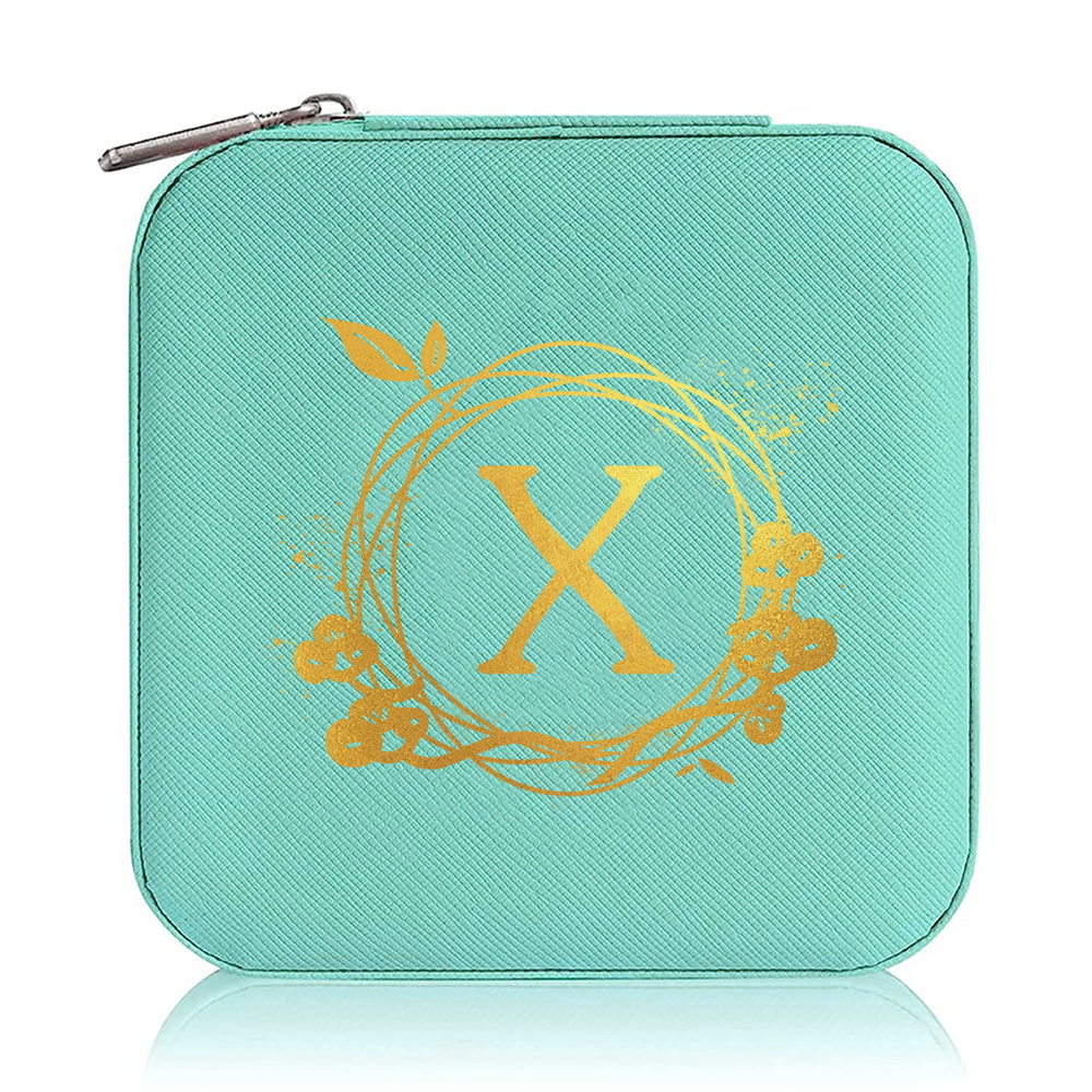 Jewelry Box Ornaments Organizer Display Travel Portable Zipper Storage Case Wreath Printing Series Earring Holder: NUDE