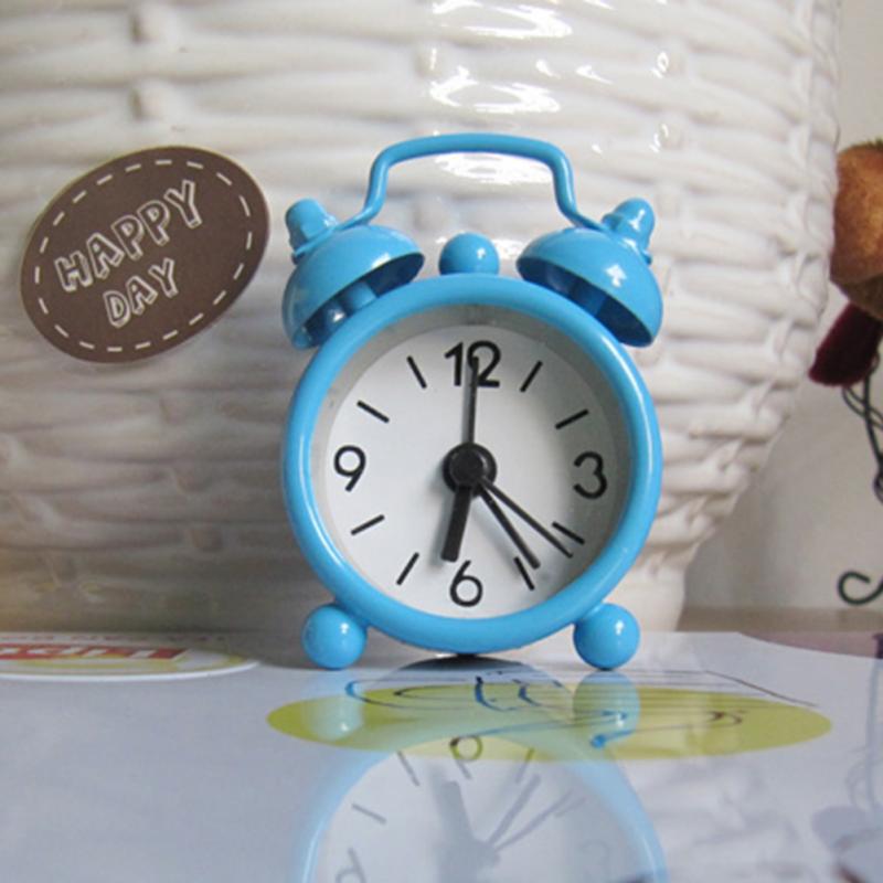 Retro Portable Cute Mini Cartoon Alarm Clock Round Number Double Bell Desk Table Digital Clock Home Decor: 5