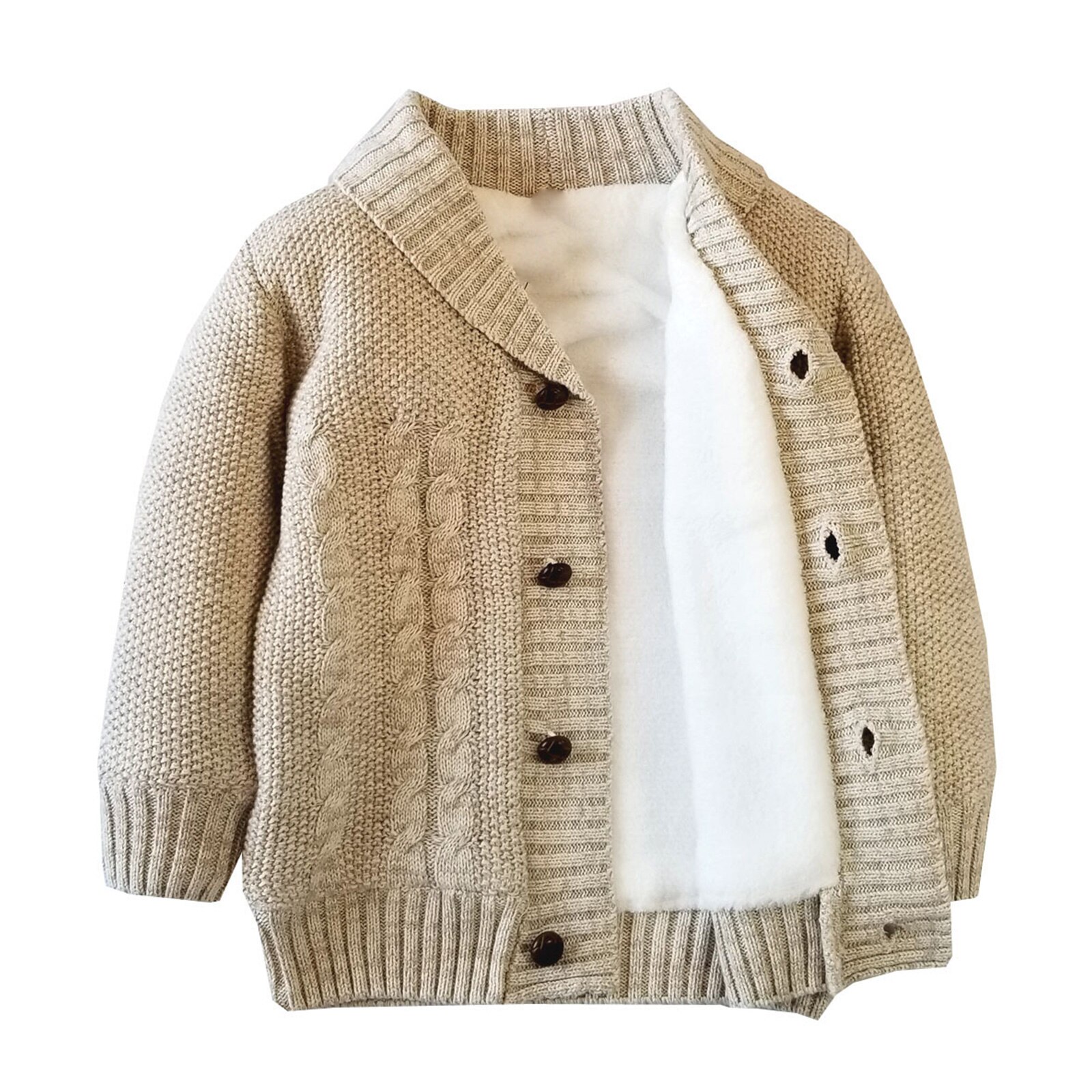 Kinder Jungen Mädchen Stricken Strickjacken Winter Warme Fleece Gefüttert Strick Mantel Kleinkind Kinder Mädchen Baumwolle Pullover Kinder Kleidung