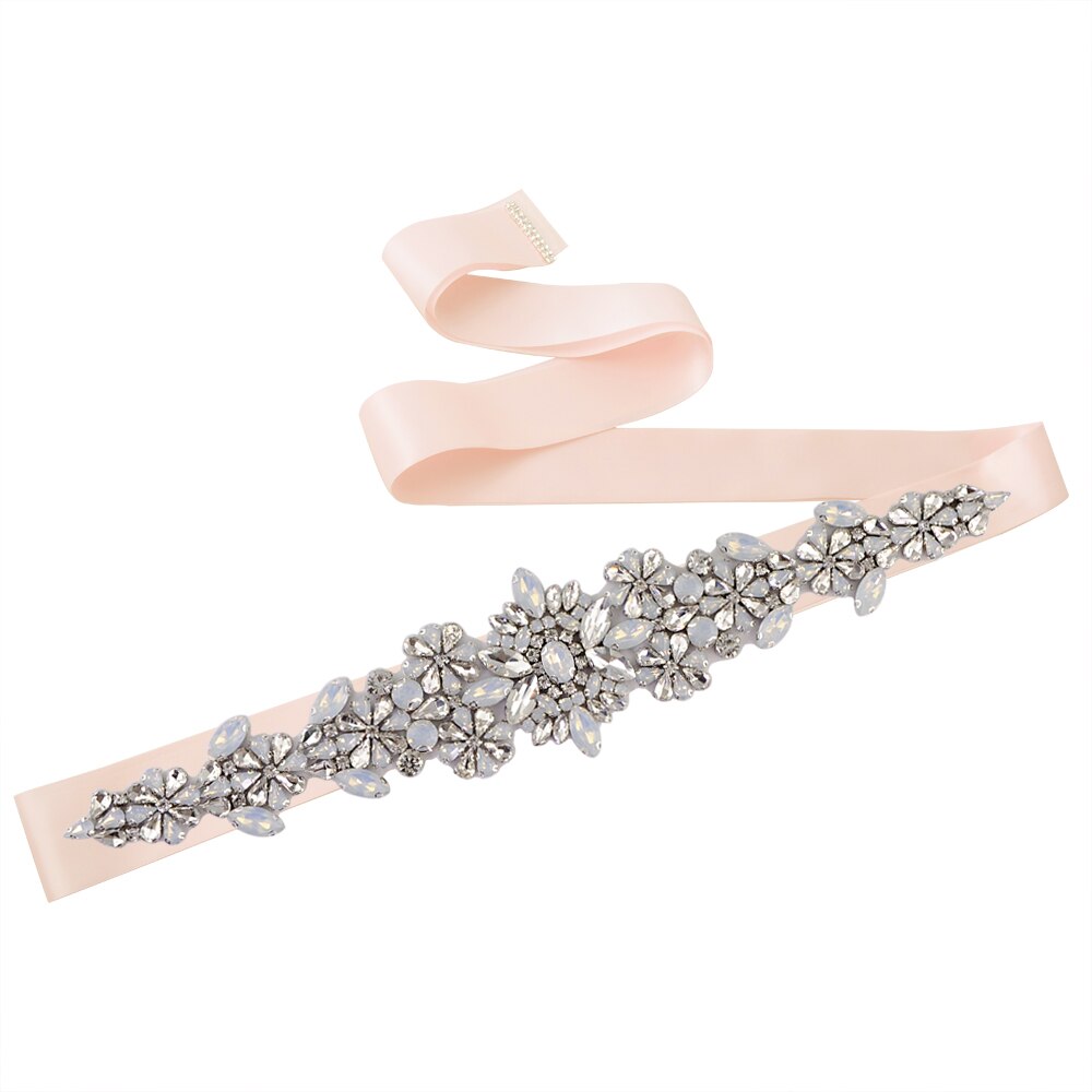 Trixy  s325- p luksus brudekjole bæltetilbehør brude rhinsten bælte opal diamant bælte brude sash til aften festkjole: Baby lyserød