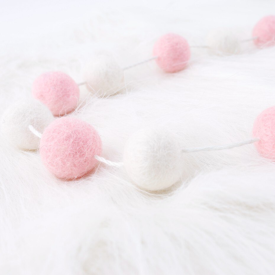20pc Multicolor Wolle Bett Glocke Pom Pom Girlande Wollfilz Ball Girlande Blau Licht Rosa Weißen Kugeln Baby Bett glocke Decor Baby Dusche