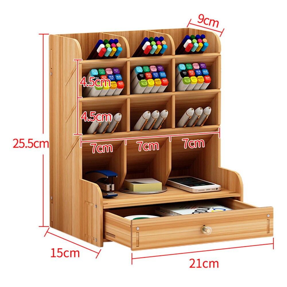 Large Multi-Function DIY Desktop Storage Box Wooden Office Multi-layer File Rack Supplies File Book Organizer Bookshelf
