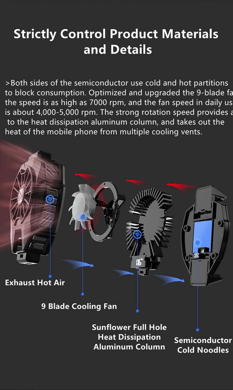 Funcooler Mobiele Telefoon Radiator Gaming Koeler Met Temperatuur Display Vloeibare Koelventilator Rgb Voor Iphone Huawei Xiaomi Samsung