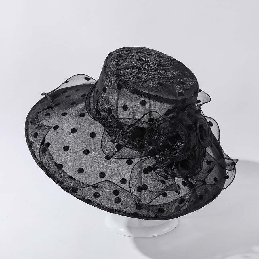 Cokk Zomer Hoeden Voor Vrouwen Mode Dot Patroon Grote Grote Kant Garen Rand Zonnescherm Zonnehoed Ademend Opvouwbare Gorro 2022: black