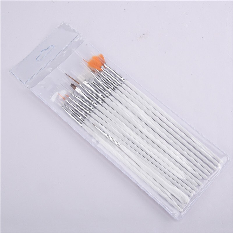 Manicure Borstel 15 S Nail Brush Set Wit Penhouder Roze Staaf Borstel Nagel Winkel Speciale Fluoresent Marker: White