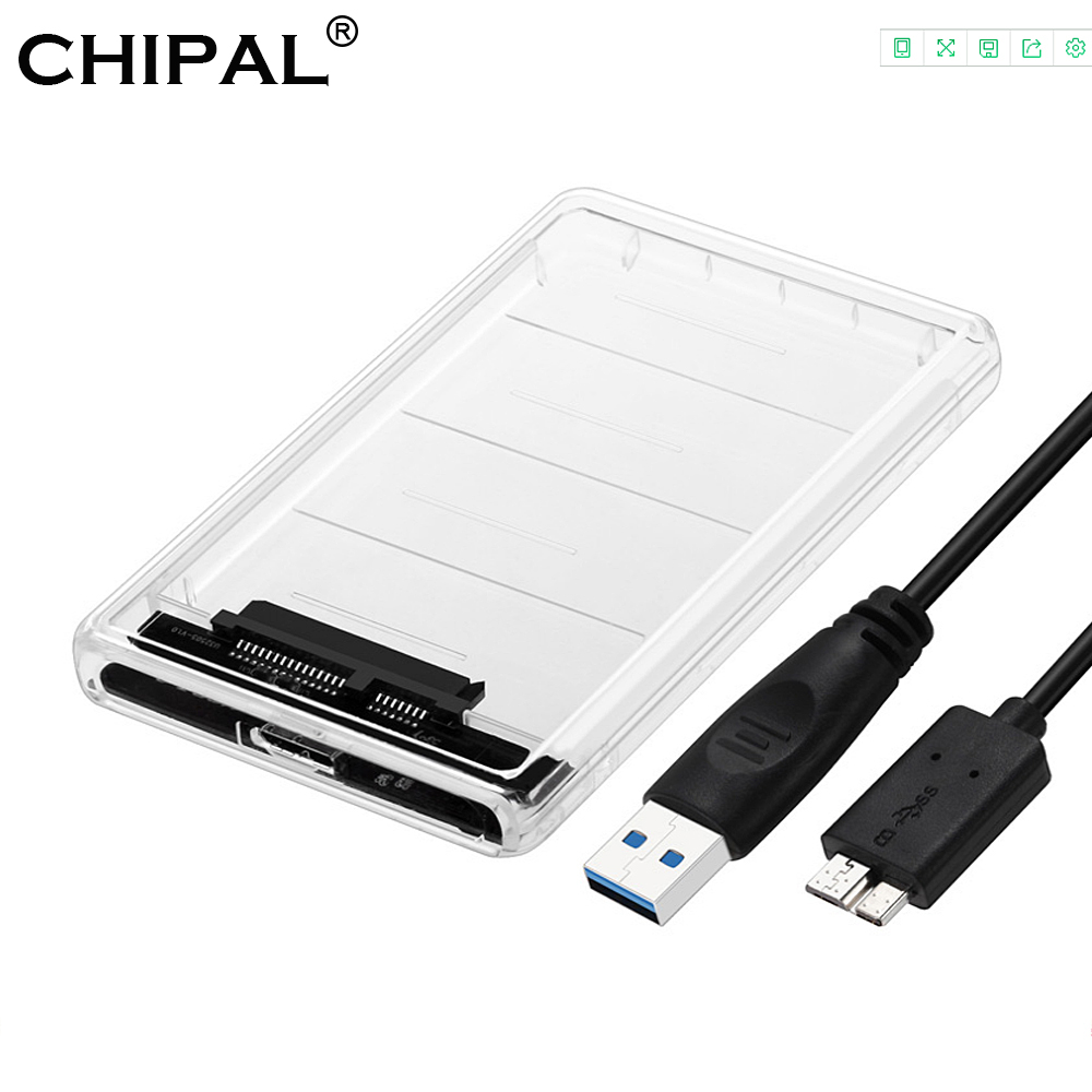 Chipal gjennomsiktig 2.5 -tommers hdd-deksel sata til usb 3.0- adapter høyhastighetsboks harddiskkabinett til samsung seagate ssd 5 gbps