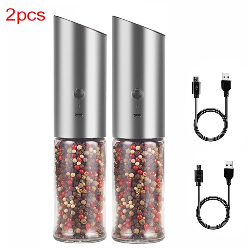 Elektrische Salz Pfeffer Schleifer USB Aufladbare Pfeffermühle Einstellbar Grobheit Automatische Gewürz Fräsen Maschine Küche BBQ Werkzeug: B
