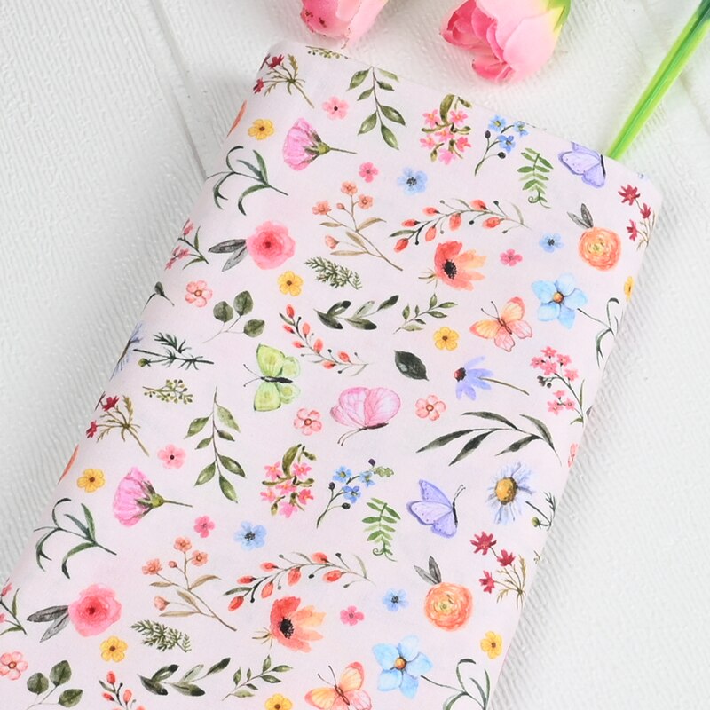 Wide110cm Cartoon Aquarel Vlinder Bloemen Katoenen Stof Materiaal Patchwork Naaien Stoffen Quilt Handwerken Diy Doek