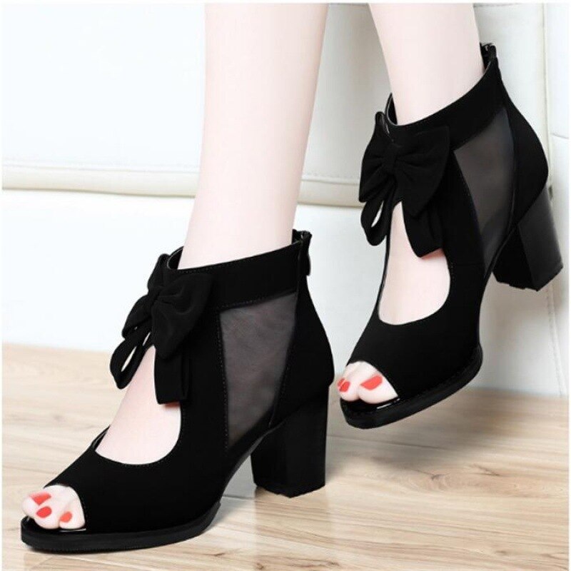 SRTUMEY Sandales Été Femme Talon Épais – À Enfiler Bout Ouvert Confort & Style