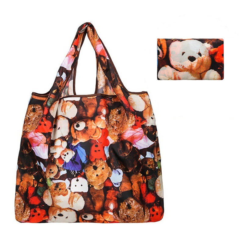 Printing Foldable Shopping Bags Environmental Protection Portable Grocery Bags Large Capacity Portable Storage Bags: Blue