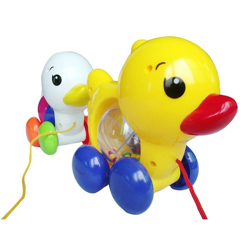 15cm Random Color Cute Duck Animals Baby Pull Toys Early Educational Learning Walk Along First Step Walking Walker Kids Toddlers